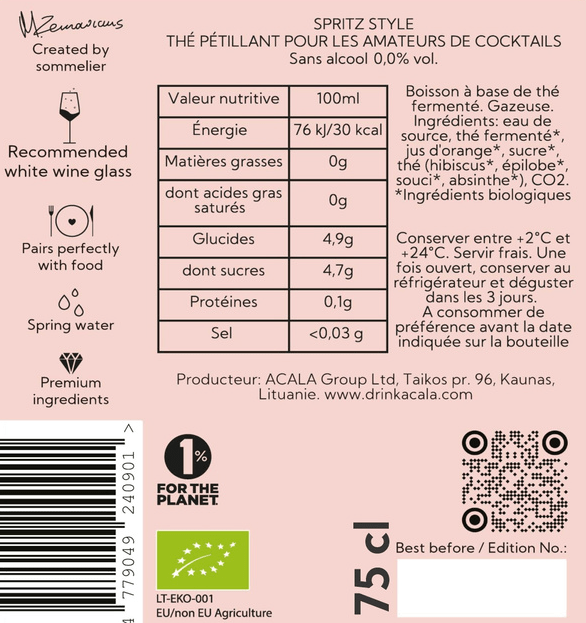 Spritz Style Sparkling Tea  Bio