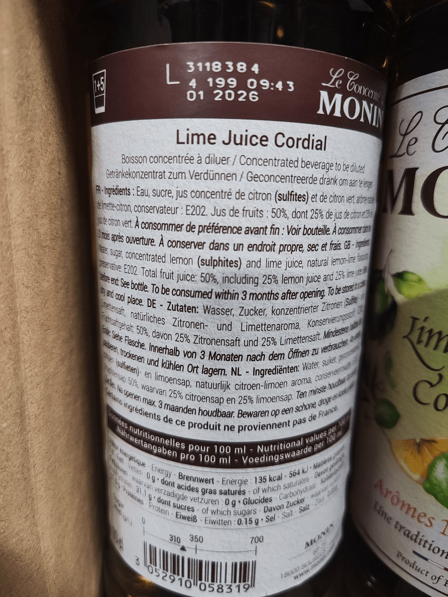 Monin Lime Juice Cordial