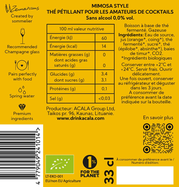 Mimosa Style Sparkling Tea  Bio