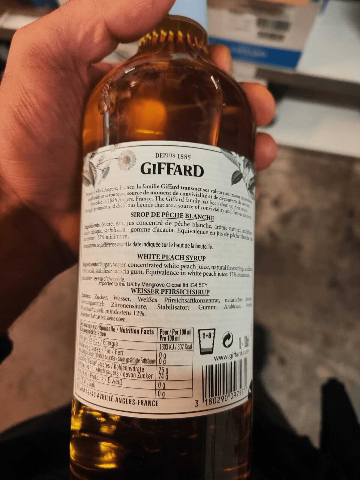 Giffard Weisser Pfirsich Sirupe