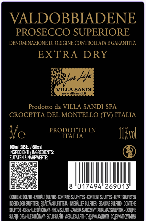 Prosecco Valdobbiadene Superiore DOCG Extra Dry