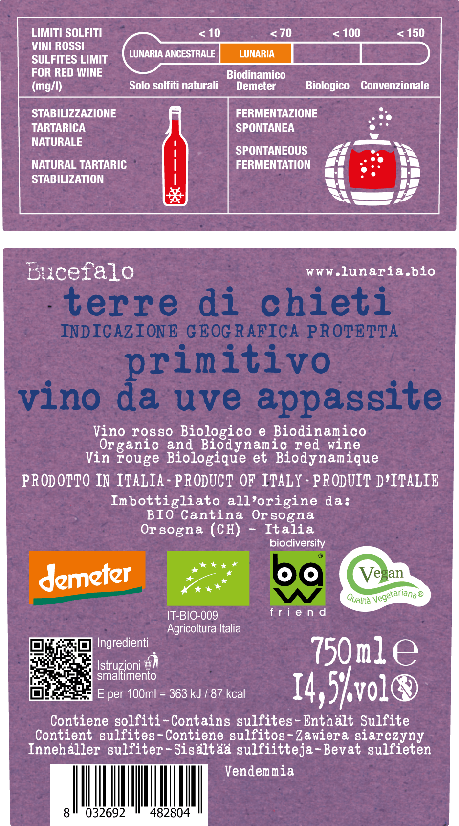 Lunaria - Bucefalo Primitivo Vino da Uve Appassite