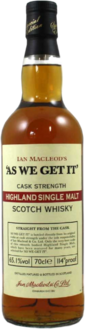 AS WE GET IT Highland Malt 65.1%  70cl